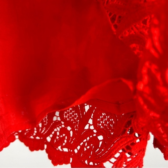 Talbots Lace Crochet Pom Cotton Short Sleeve Top Size 10 Vermilion - Picture 9 of 14